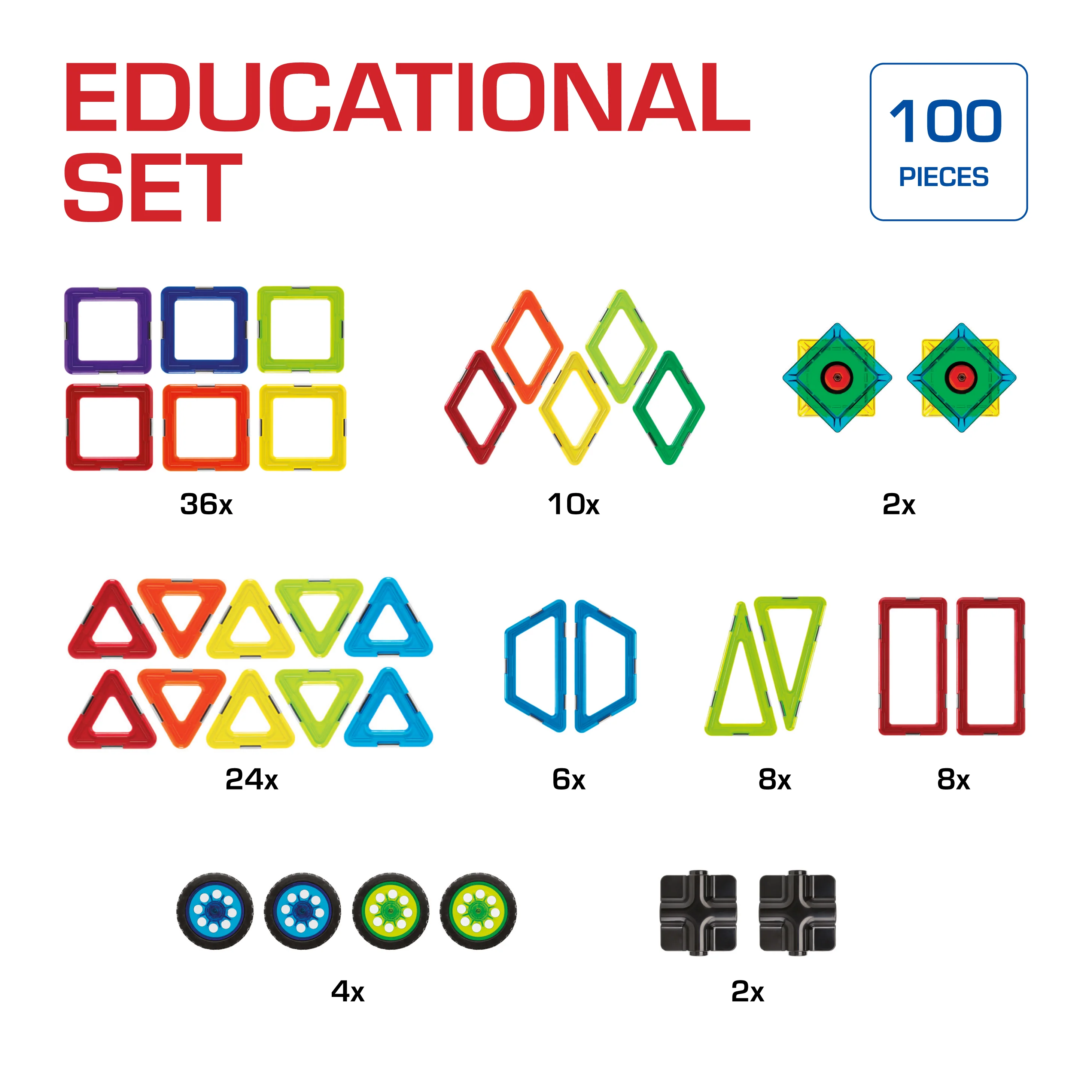 GeoSmart Educational Set - GeoMagnetic Construction Featuring 100 Pieces for Ages 5+ - Image 3