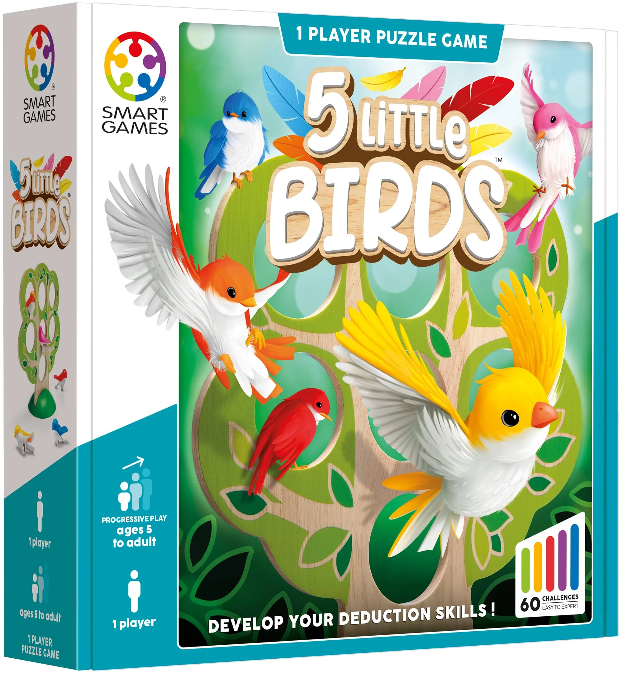 5 Little Birds Wooden Deduction Game for Ages 5 - Adult with 60 Challenges - Image 3