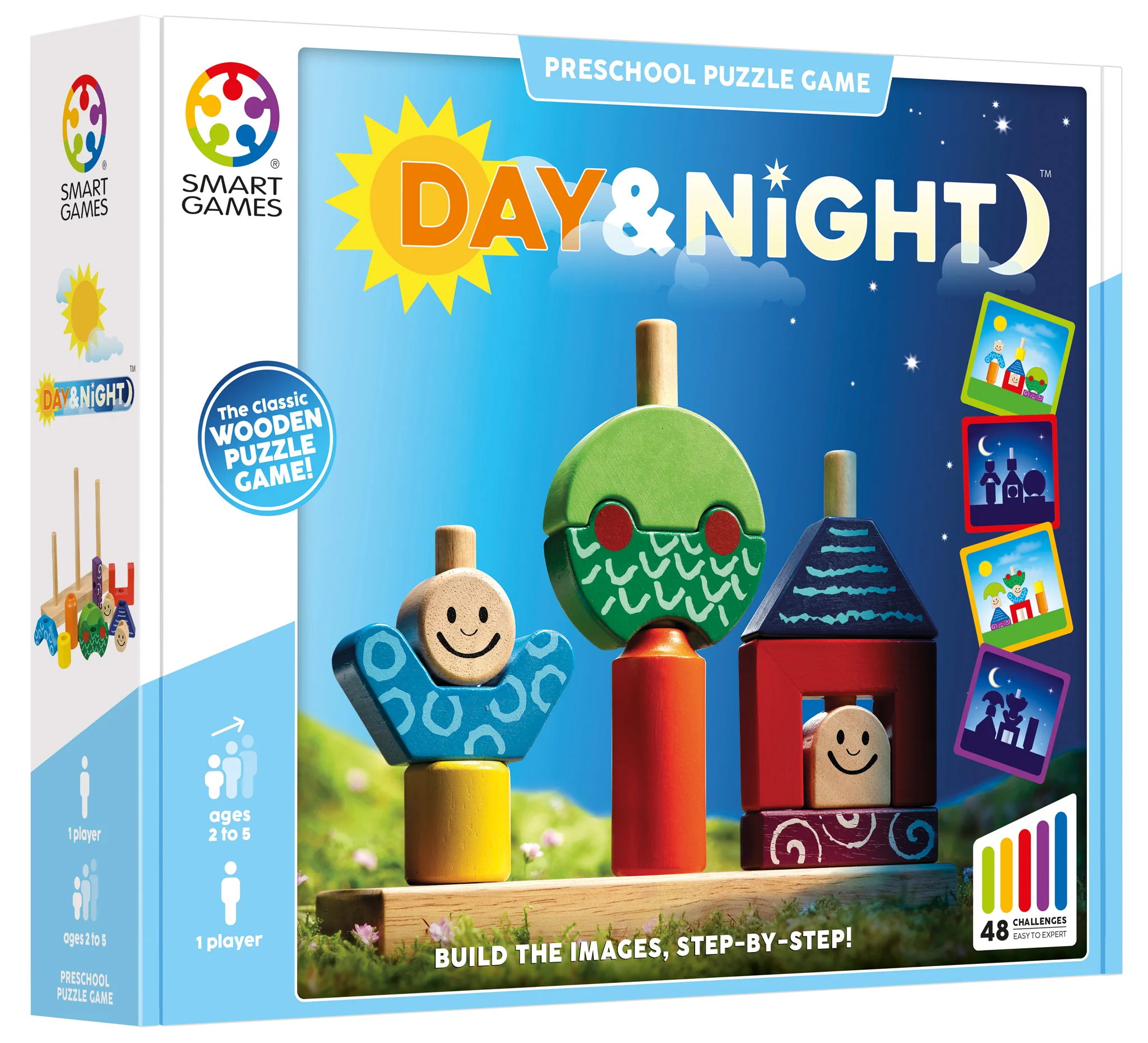 Day & Night Wooden Skill Building Puzzle Game Ages 2+ - Image 3